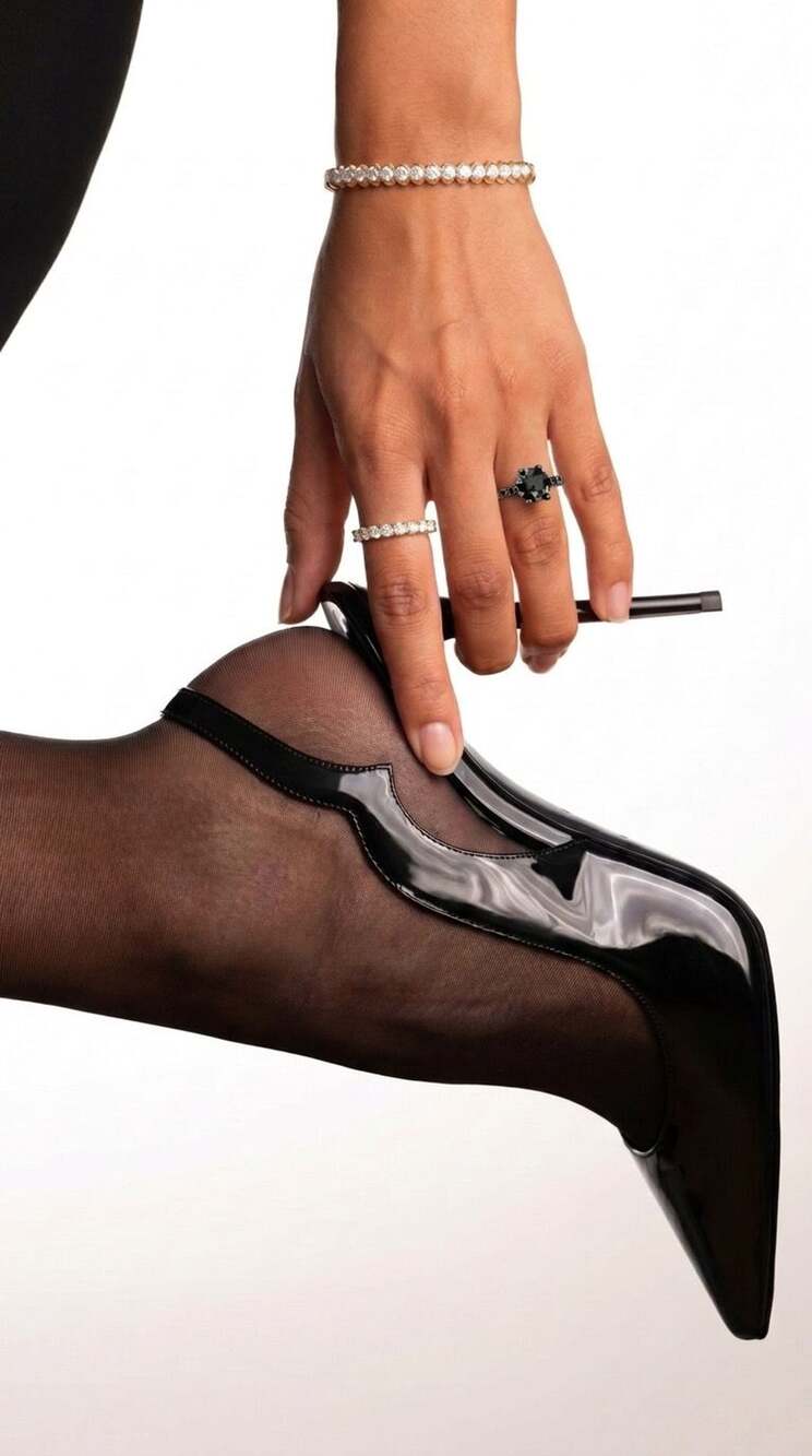 Black Stone Ring Size 9 Black Plated Solitaire Ring